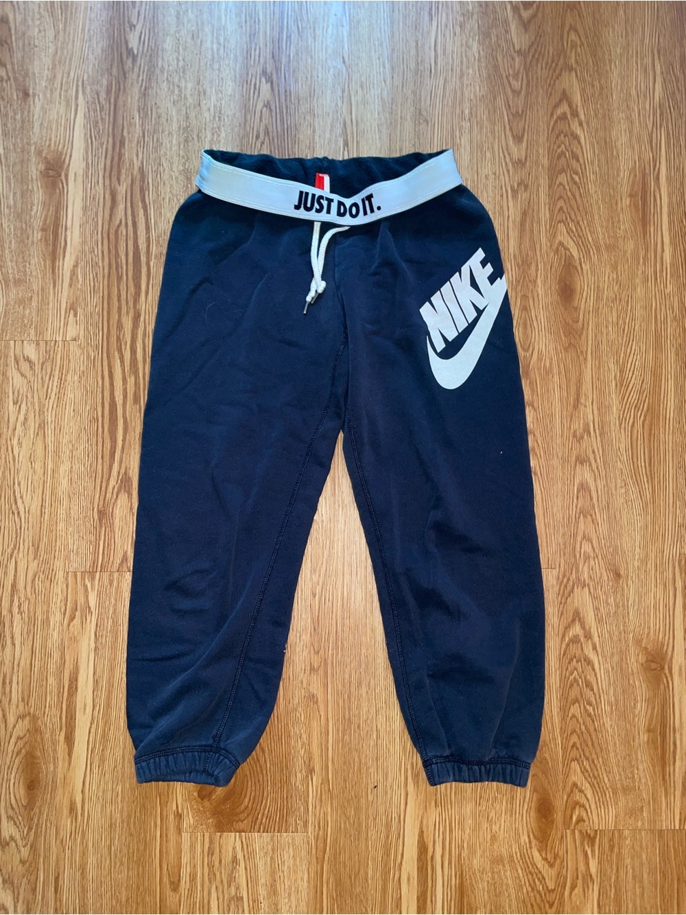 Nike Vintage Y2K Sportswear Just Do It Foldover Waistband Joggers Black